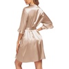 Ekouaer Women’s Satin Robe Kimono Bathrobe Short Ruffle Sleeve Silk Robes | Silky Soft Robes, Summer Lightweight Bath Robe, Ruffle 3/4 Sleeve Sleepwear, Short Bride Robe, Bridal Robe, Bridesmaid Robes(01champagne)