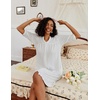 Ekouaer Zipper Robes for Women 3/4 Sleeve Waffle Knit Bathrobe Lightweight Short Housecoat with Pockets Soft Loungewear(White)