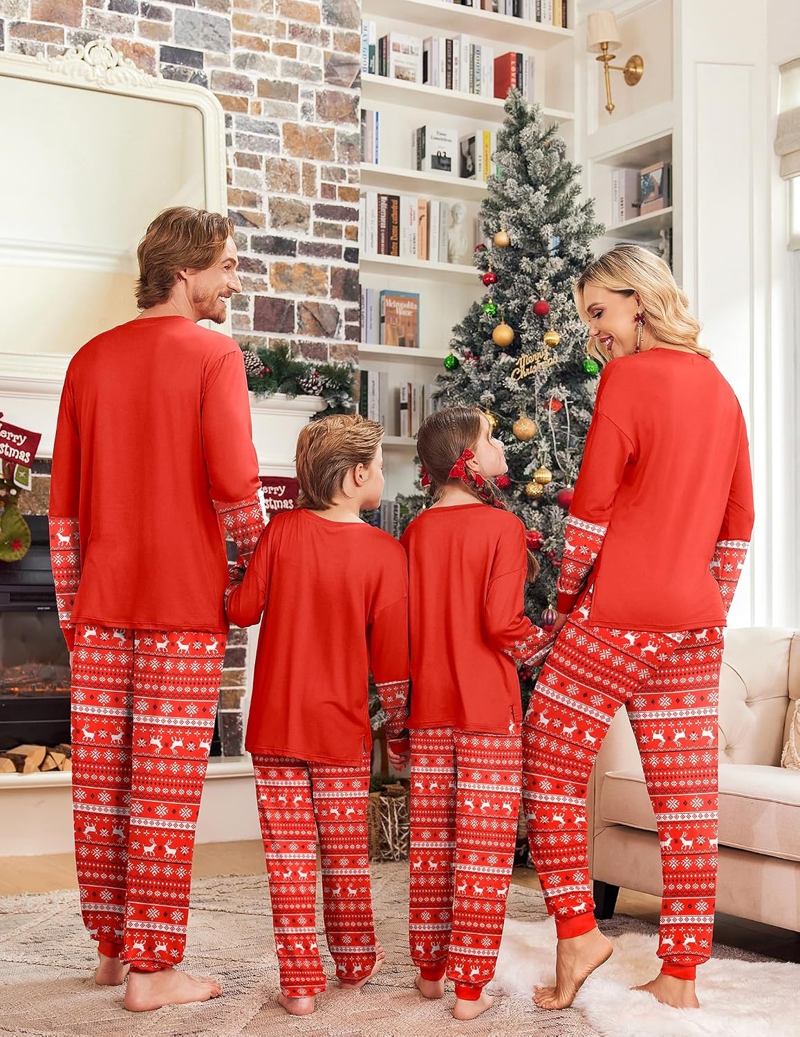 image:imageEkouaer Family Christmas Pajamas Matching Sets with Print Tops and PantsRed Elk Head