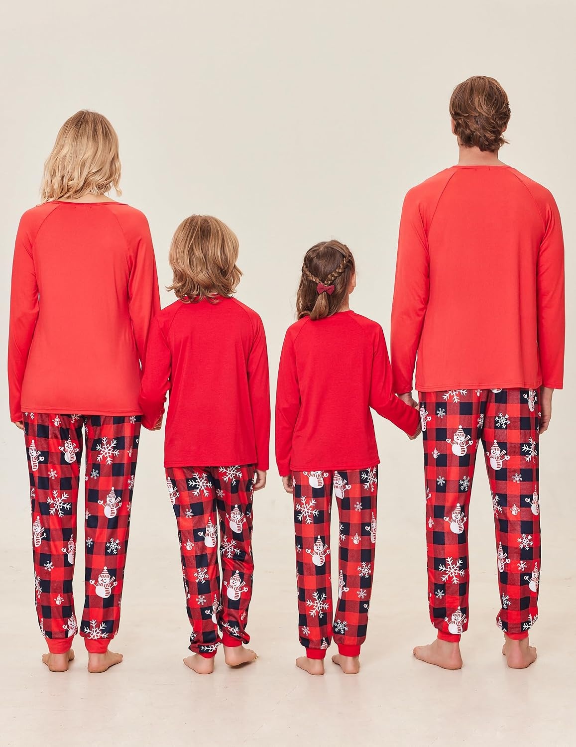 image:imageEkouaer Family Matching Pajamas Christmas Sleepwear Long Sleeve Sleep Pjs Matching PJs with Classic Scoop NeckSoft Family Loungewear Set with Plaid PantsChristmas Holiday for Casual Daily WearChristmas Snowman