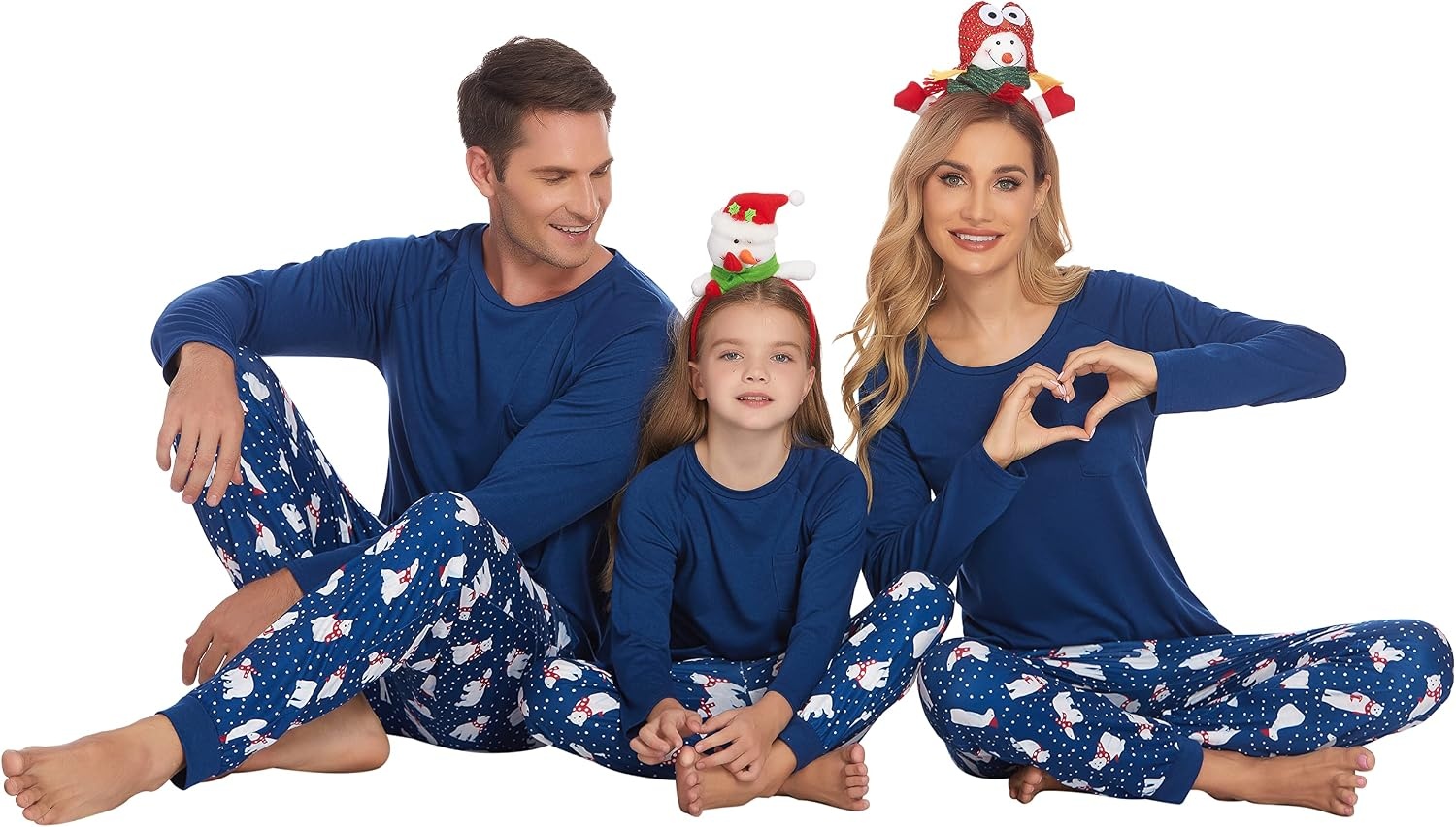 image:imageEkouaer Family Matching Pajamas Christmas Sleepwear Long Sleeve Sleep Pjs Matching PJs with Classic Scoop NeckSoft Family Loungewear Set with Plaid PantsChristmas Holiday for Casual Daily WearChristmas Navy With Polar Bear