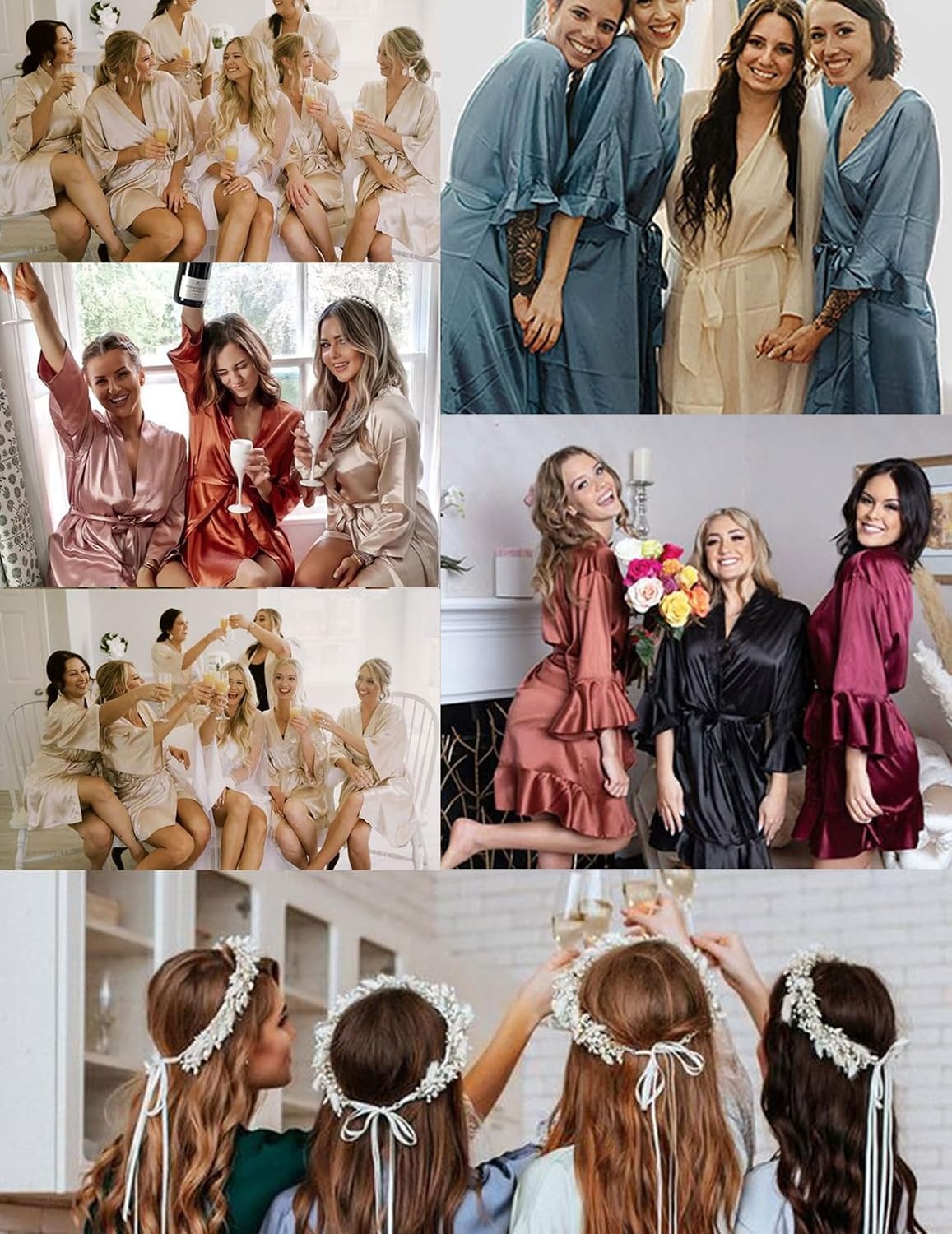 image:imageEkouaer Womens Silk Robe Short Satin Kimono Bathrobe Bridesmaid Sleepwear Half Sleeve Ruffle Comfy Wedding Party Dressing Gown TabovekneelengthNavy Blue