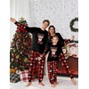 Ekouaer Family Christmas Pajamas Matching Sets with Print Tops and Pants(Black Cartoon Elk)