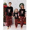 Ekouaer Family Christmas Pajamas Matching Sets with Print Tops and Pants(Black Cartoon Elk)