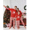 Ekouaer Family Christmas Pajamas Matching Sets with Print Tops and Pants(Red- White Reindeer)