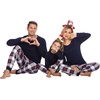 Ekouaer Family Matching Pajamas Christmas Sleepwear Long Sleeve Sleep Pjs | Matching PJs with Classic Scoop Neck,Soft Family Loungewear Set with Plaid Pants,Christmas Holiday for Casual Daily Wear(Navy)