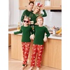 Ekouaer Family Matching Pajamas Christmas Sleepwear Long Sleeve Sleep Pjs | Matching PJs with Classic Scoop Neck,Soft Family Loungewear Set with Plaid Pants,Christmas Holiday for Casual Daily Wear(Christmas Red Print)