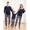 Ekouaer Family Matching Pajamas Christmas Sleepwear Long Sleeve Sleep Pjs | Matching PJs with Classic Scoop Neck,Soft Family Loungewear Set with Plaid Pants,Christmas Holiday for Casual Daily Wear(Navy and Polar Bear)