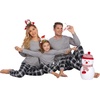 Ekouaer Family Matching Pajamas Christmas Sleepwear Long Sleeve Sleep Pjs | Matching PJs with Classic Scoop Neck,Soft Family Loungewear Set with Plaid Pants,Christmas Holiday for Casual Daily Wear(Light Grey)