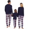 Ekouaer Family Matching Pajamas Christmas Sleepwear Long Sleeve Sleep Pjs | Matching PJs with Classic Scoop Neck,Soft Family Loungewear Set with Plaid Pants,Christmas Holiday for Casual Daily Wear(Navy)