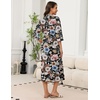 Ekouaer Robes for Women Long Knit Bathrobe Soft 3/4 Sleeves Kimono Robe | V Neck, Pockets, Calf Length, Lightweight Material, Tie(Bohemian Floral)