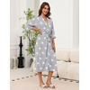Ekouaer Robes for Women Long Knit Bathrobe Soft 3/4 Sleeves Kimono Robe | V Neck, Pockets, Calf Length, Lightweight Material, Tie(Light Gray Star)