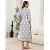 Ekouaer Robes for Women Long Knit Bathrobe Soft 3/4 Sleeves Kimono Robe | V Neck, Pockets, Calf Length, Lightweight Material, Tie(Light Gray Star)