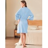 Ekouaer Waffle Robes for Women Lightweight Knit V Neck 3/4 Sleeve Kimono Bathrobe with Pockets Soft Sexy Spa Loungewear S-XXL(Army Green)