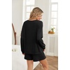 Ekouaer Women’s Pajama Sets Long Sleeve Top & Shorts Matching Lounge Set | Fall Outfits, 2026 2 Piece Loungewear, Stretchy Ribbed Fuzzy Sleepwear, Suitable Cozy Home Wear, Travel, Vacation, Airport(Black Christmas)