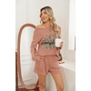Ekouaer Women’s Pajama Sets Long Sleeve Top & Shorts Matching Lounge Set | Fall Outfits, 2026 2 Piece Loungewear, Stretchy Ribbed Fuzzy Sleepwear, Suitable Cozy Home Wear, Travel, Vacation, Airport(Caramel Pumpkin)