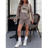 Ekouaer Women’s Pajama Sets Long Sleeve Top & Shorts Matching Lounge Set | Fall Outfits, 2026 2 Piece Loungewear, Stretchy Ribbed Fuzzy Sleepwear, Suitable Cozy Home Wear, Travel, Vacation, Airport(Brown)