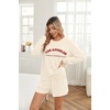 Ekouaer Women’s Pajama Sets Long Sleeve Top & Shorts Matching Lounge Set | Fall Outfits, 2026 2 Piece Loungewear, Stretchy Ribbed Fuzzy Sleepwear, Suitable Cozy Home Wear, Travel, Vacation, Airport(Beige)