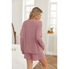 Ekouaer Women’s Pajama Sets Long Sleeve Top & Shorts Matching Lounge Set | Fall Outfits, 2026 2 Piece Loungewear, Stretchy Ribbed Fuzzy Sleepwear, Suitable Cozy Home Wear, Travel, Vacation, Airport(Dusty Purple La)