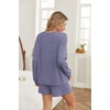 Ekouaer Women’s Pajama Sets Long Sleeve Top & Shorts Matching Lounge Set | Fall Outfits, 2026 2 Piece Loungewear, Stretchy Ribbed Fuzzy Sleepwear, Suitable Cozy Home Wear, Travel, Vacation, Airport(Blue Bear)
