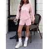 Ekouaer Women’s Pajama Sets Long Sleeve Top & Shorts Matching Lounge Set | Fall Outfits, 2026 2 Piece Loungewear, Stretchy Ribbed Fuzzy Sleepwear, Suitable Cozy Home Wear, Travel, Vacation, Airport(Pink Mama)