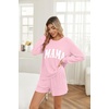 Ekouaer Women’s Pajama Sets Long Sleeve Top & Shorts Matching Lounge Set | Fall Outfits, 2026 2 Piece Loungewear, Stretchy Ribbed Fuzzy Sleepwear, Suitable Cozy Home Wear, Travel, Vacation, Airport(Pink Mama)