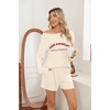 Ekouaer Women’s Pajama Sets Long Sleeve Top & Shorts Matching Lounge Set | Fall Outfits, 2026 2 Piece Loungewear, Stretchy Ribbed Fuzzy Sleepwear, Suitable Cozy Home Wear, Travel, Vacation, Airport(Beige)
