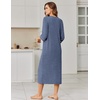 Ekouaer Zipper Robes for Women 3/4 Sleeve Bathrobe Lightweight House Coats | Zip-front,Two Pockets,Long Length,Contrast Piping Mumu Duster Moo Moo Nightgown Lounge Robe(Navy Blue)