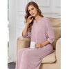 Ekouaer Zipper Robes for Women 3/4 Sleeve Bathrobe Lightweight House Coats | Zip-front,Two Pockets,Long Length,Contrast Piping Mumu Duster Moo Moo Nightgown Lounge Robe(Light Pink)