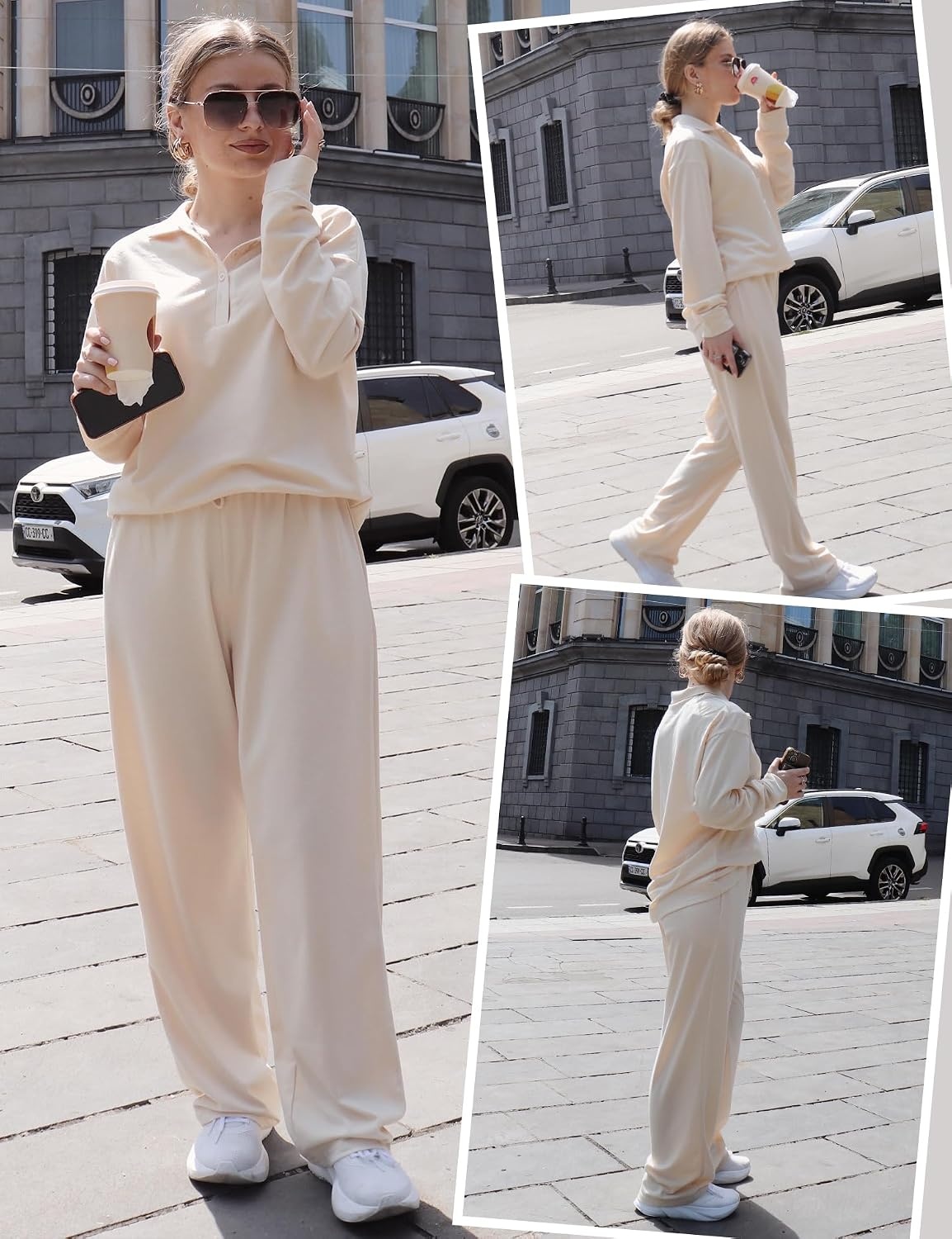 image:imageEkouaer Lounge Sets for Women 2 Piece Outfits 2026 Long Sleeve Top with PantsCapricot