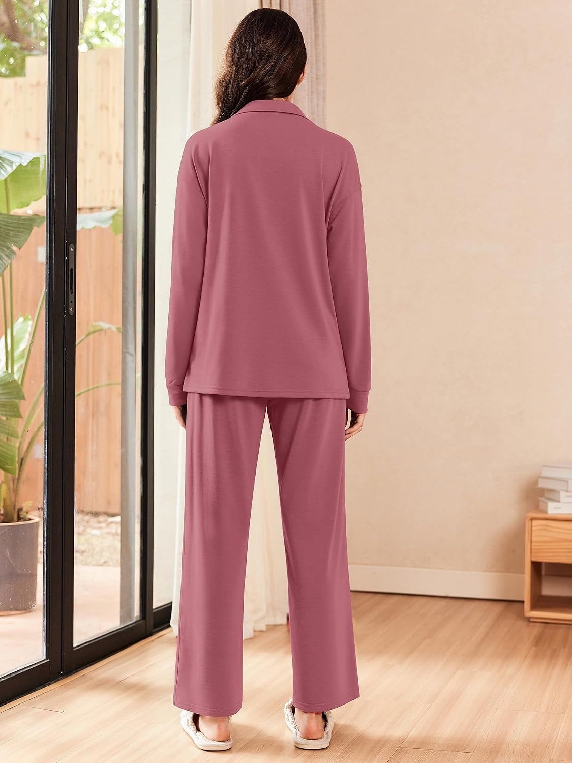 image:imageEkouaer Lounge Sets for Women 2 Piece Outfits 2026 Long Sleeve Top with PantsDusty Rose