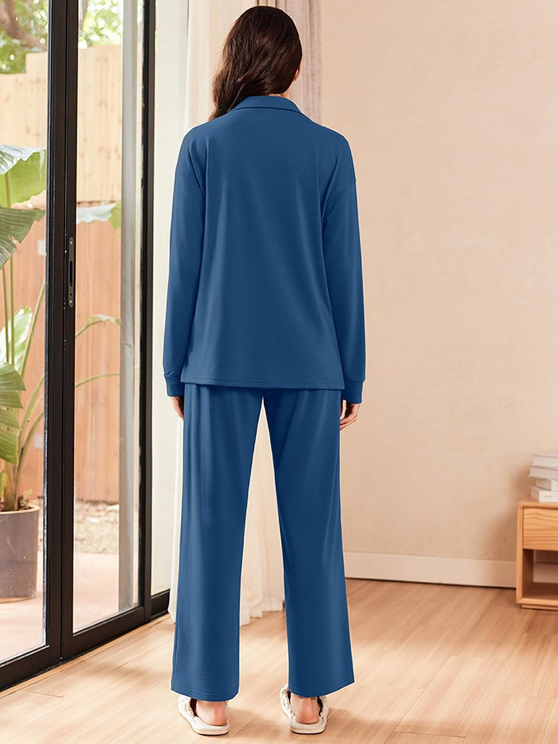 image:imageEkouaer Lounge Sets for Women 2 Piece Outfits 2026 Long Sleeve Top with PantsNavy