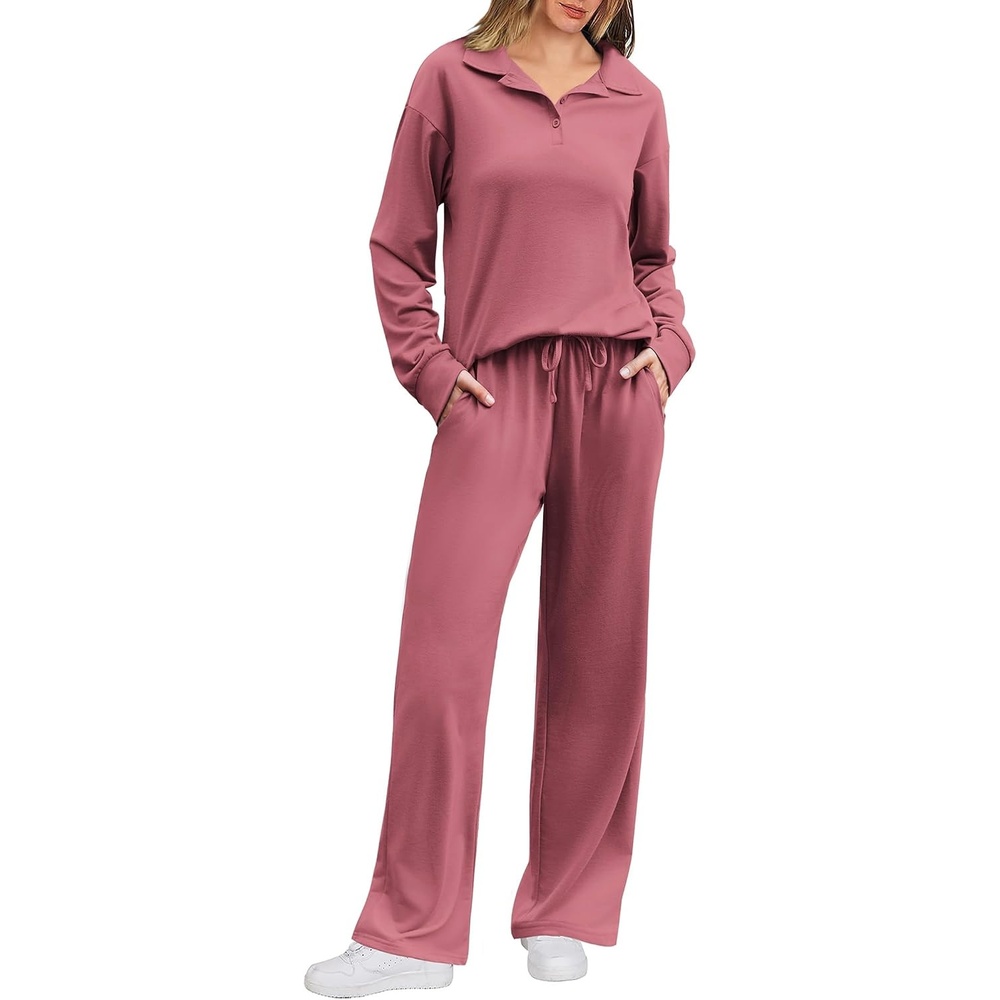 image:imageEkouaer Lounge Sets for Women 2 Piece Outfits 2026 Long Sleeve Top with PantsDusty Rose
