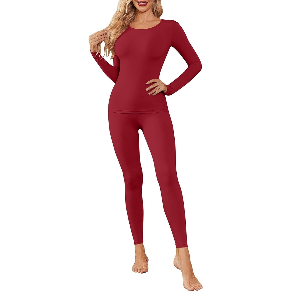 image:imageThermal Underwear for Women Long Johns Base Layer Pajama Sets Cold Weather Thermal clothes for women soft stretchy feel base layering home lounging sleep daily wear outdoor use winter wearDed Red