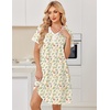 Ekouaer Cotton Nightgowns for Women Short Sleeve Moo Moo Night Gowns | Soft Cotton, Button Front & Pleated House Dress, V Neck, Floral Mumu Dress, Plus Size Pajama Dress for Sleeping and Lounging(Floral Light Yellow)