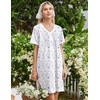 Ekouaer Cotton Nightgowns for Women Short Sleeve Moo Moo Night Gowns | Soft Cotton, Button Front & Pleated House Dress, V Neck, Floral Mumu Dress, Plus Size Pajama Dress for Sleeping and Lounging(Little Flowers White)