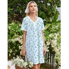 Ekouaer Cotton Nightgowns for Women Short Sleeve Moo Moo Night Gowns | Soft Cotton, Button Front & Pleated House Dress, V Neck, Floral Mumu Dress, Plus Size Pajama Dress for Sleeping and Lounging(Floral Light Blue)