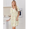 Ekouaer Cotton Nightgowns for Women Short Sleeve Moo Moo Night Gowns | Soft Cotton, Button Front & Pleated House Dress, V Neck, Floral Mumu Dress, Plus Size Pajama Dress for Sleeping and Lounging(Floral Light Yellow)