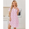 Ekouaer Cotton Nightgowns for Women Short Sleeve Moo Moo Night Gowns | Soft Cotton, Button Front & Pleated House Dress, V Neck, Floral Mumu Dress, Plus Size Pajama Dress for Sleeping and Lounging(Flowers Pink)