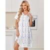 Ekouaer Cotton Nightgowns for Women Short Sleeve Moo Moo Night Gowns | Soft Cotton, Button Front & Pleated House Dress, V Neck, Floral Mumu Dress, Plus Size Pajama Dress for Sleeping and Lounging(Little Flowers White)