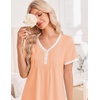 Ekouaer Cotton Nightgowns for Women Short Sleeve Moo Moo Night Gowns | Soft Cotton, Button Front & Pleated House Dress, V Neck, Floral Mumu Dress, Plus Size Pajama Dress for Sleeping and Lounging(Pink)