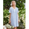 Ekouaer Cotton Nightgowns for Women Short Sleeve Moo Moo Night Gowns | Soft Cotton, Button Front & Pleated House Dress, V Neck, Floral Mumu Dress, Plus Size Pajama Dress for Sleeping and Lounging(Little Flowers Blue)