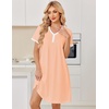 Ekouaer Cotton Nightgowns for Women Short Sleeve Moo Moo Night Gowns | Soft Cotton, Button Front & Pleated House Dress, V Neck, Floral Mumu Dress, Plus Size Pajama Dress for Sleeping and Lounging(Pink)