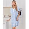 Ekouaer Cotton Nightgowns for Women Short Sleeve Moo Moo Night Gowns | Soft Cotton, Button Front & Pleated House Dress, V Neck, Floral Mumu Dress, Plus Size Pajama Dress for Sleeping and Lounging(Little Flowers Blue)