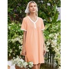 Ekouaer Cotton Nightgowns for Women Short Sleeve Moo Moo Night Gowns | Soft Cotton, Button Front & Pleated House Dress, V Neck, Floral Mumu Dress, Plus Size Pajama Dress for Sleeping and Lounging(Pink)