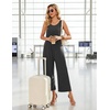 Ekouaer Jumpsuits for Women Casual Summer Sleeveless Rompers Travel Outfits | Loose Fit Wide Leg Overalls, Printed Baggy Rompers, Vacation Cruise Beach Jumpers with Pockets(Dark Gray)