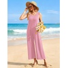 Ekouaer Jumpsuits for Women Casual Summer Sleeveless Rompers Travel Outfits | Loose Fit Wide Leg Overalls, Printed Baggy Rompers, Vacation Cruise Beach Jumpers with Pockets(Pink)