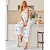 Ekouaer Jumpsuits for Women Casual Summer Sleeveless Rompers Travel Outfits | Loose Fit Wide Leg Overalls, Printed Baggy Rompers, Vacation Cruise Beach Jumpers with Pockets(White/Watercolor Flowers)