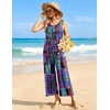 Ekouaer Jumpsuits for Women Casual Summer Sleeveless Rompers Travel Outfits | Loose Fit Wide Leg Overalls, Printed Baggy Rompers, Vacation Cruise Beach Jumpers with Pockets(Blue Boho Print)