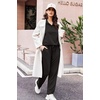 Ekouaer Lounge Sets for Women 2 Piece Outfits 2026 Long Sleeve Top with Pants(Black)